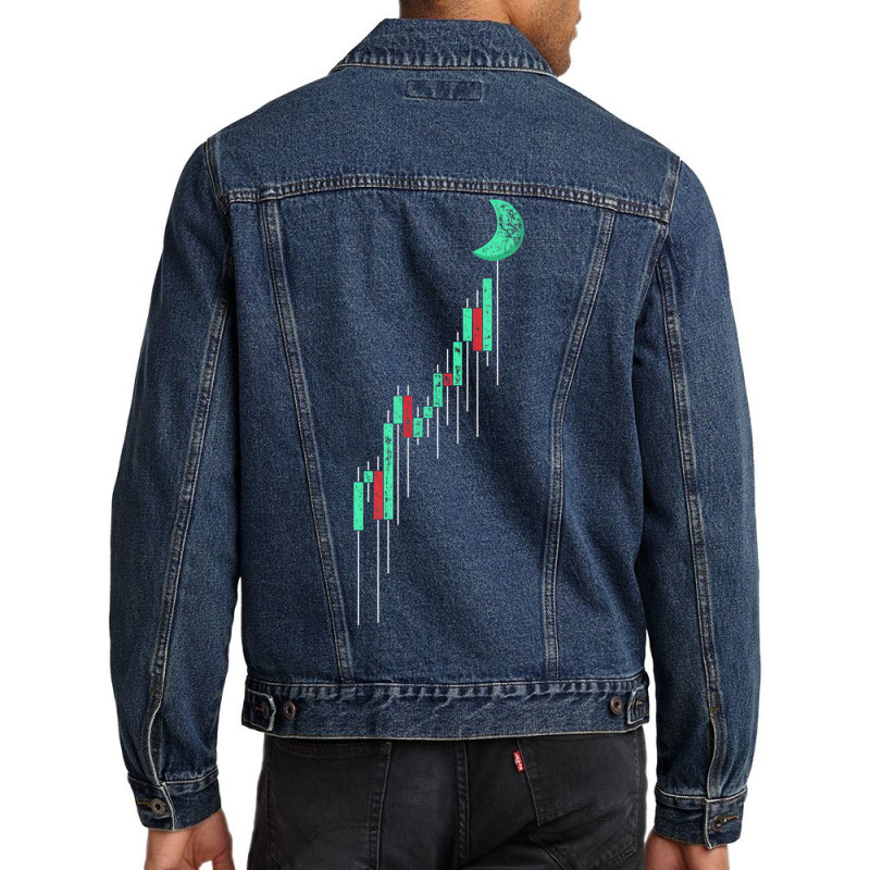 Crypto Trading Hodl Vintage Stock Chart To The Moon Men Denim Jacket by cm-arts | Artistshot