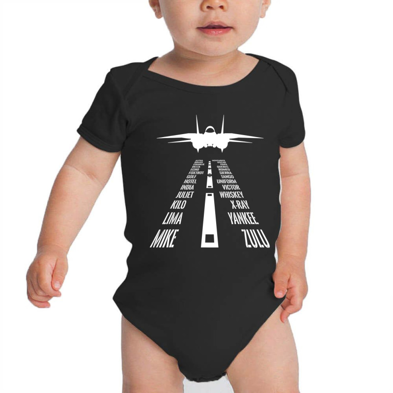 Flying F14 Tomcat Pilot Landing Phonetic Alphabet Runway Baby Bodysuit | Artistshot