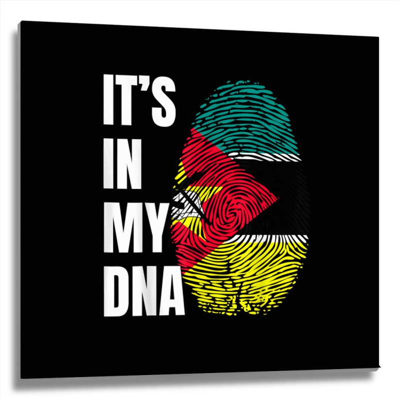 Fingerprint Dna Biometry Flag Mozambique T Shirt Metal Print Square by cm-arts | Artistshot