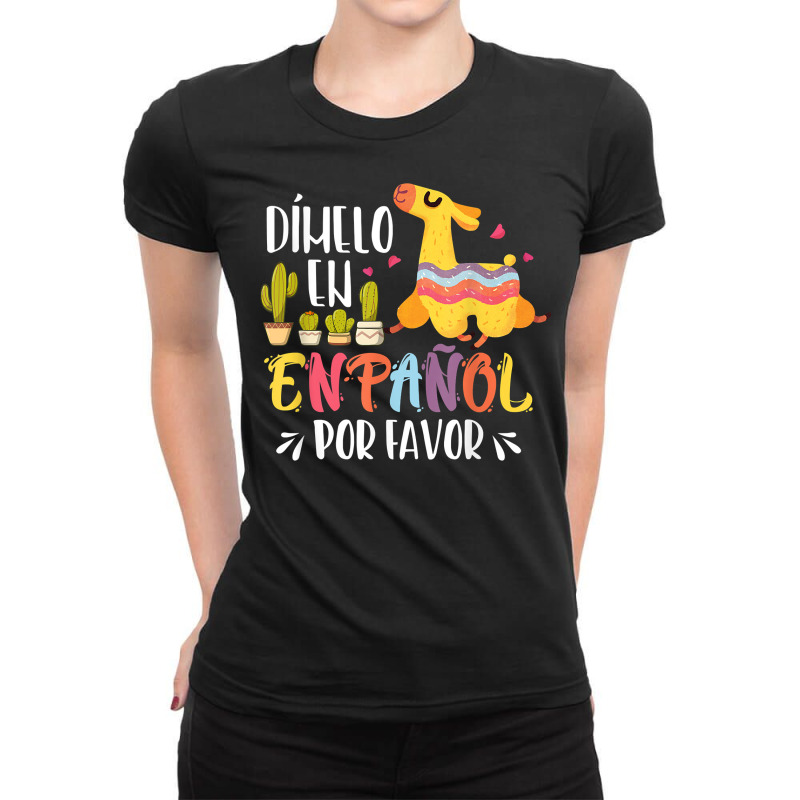 En Espanol Por Favor Bilingual Spanish Teacher T Shirt Ladies Fitted T-Shirt by cm-arts | Artistshot