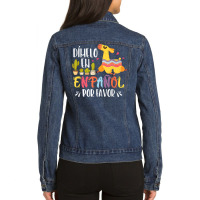 En Espanol Por Favor Bilingual Spanish Teacher T Shirt Ladies Denim Jacket | Artistshot