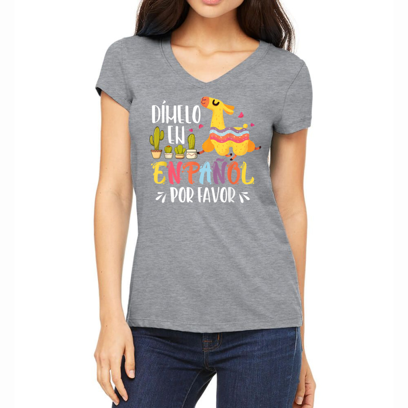 En Espanol Por Favor Bilingual Spanish Teacher T Shirt Women's V-Neck T-Shirt by cm-arts | Artistshot