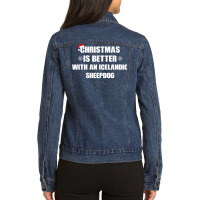 Christmas Is Better With A Icelandic Sheepdog Dog Ladies Denim Jacket | Artistshot