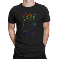 Rainbow Cat Outline Cat T-shirt | Artistshot