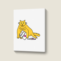 Small Cat Writes Nasty Woman Sign Kamala Portrait Canvas Print | Artistshot