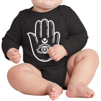 Hand Eye Hamsa Minimal Art Chanukah Festival Jewish Gift Long Sleeve Baby Bodysuit | Artistshot