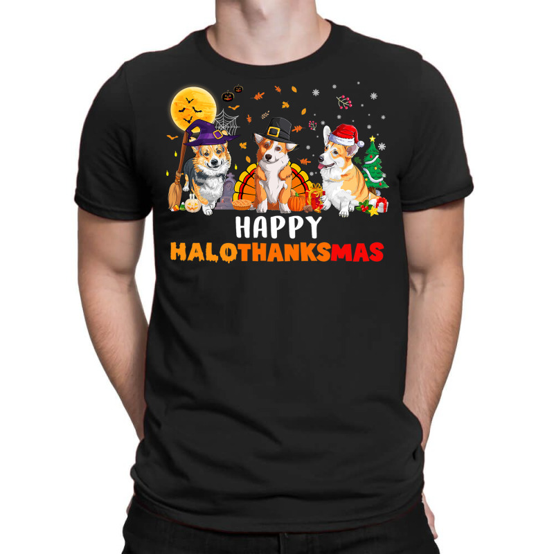 Corgi Dog Halloween Merry Christmas Happy Hallothanksmas T-shirt | Artistshot