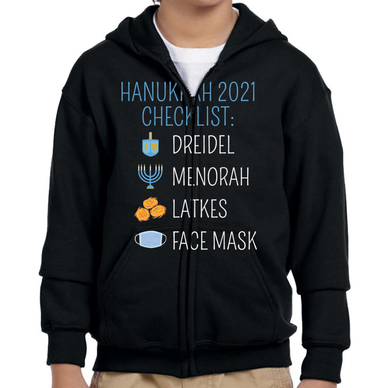 Hanukkah 2021 Checklist Happy Hanukkah Pajamas For Family T Shirt Youth Zipper Hoodie | Artistshot