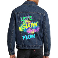 Let's Glow With Flow Glow Party 80s Party Paint Splatter Men Denim Jacket | Artistshot