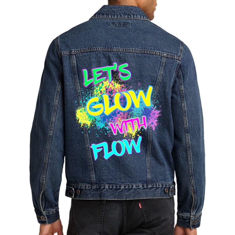 Let's Glow With Flow Glow Party 80s Party Paint Splatter Men Denim Jacket by Kosdapen517 | Artistshot