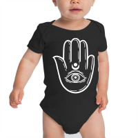 Hand Eye Hamsa Minimal Art Chanukah Festival Jewish Gift Baby Bodysuit | Artistshot