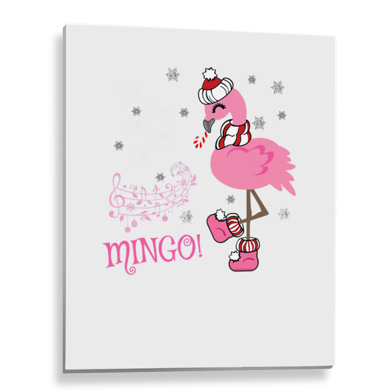 Cute Fa La La Mingo Candy Cane Christmas Flamingo Metal Print Vertical | Artistshot