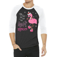 Cute Fa La La Mingo Candy Cane Christmas Flamingo 3/4 Sleeve Shirt | Artistshot