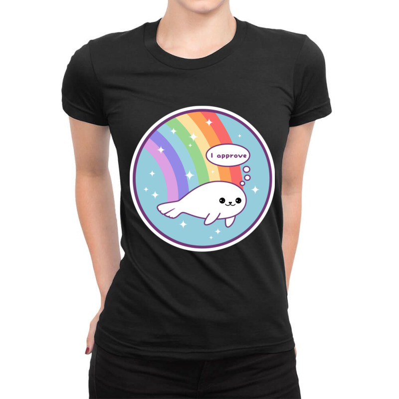 Rainbow Seal Of Approval Ladies Fitted T-Shirt by cm-arts | Artistshot