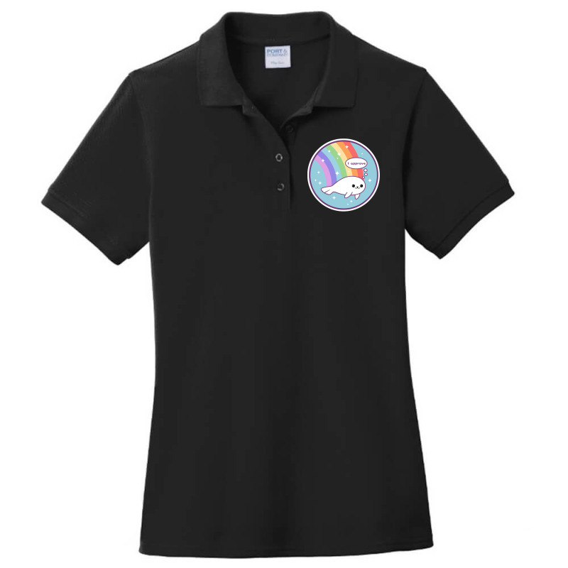 Rainbow Seal Of Approval Ladies Polo Shirt by cm-arts | Artistshot