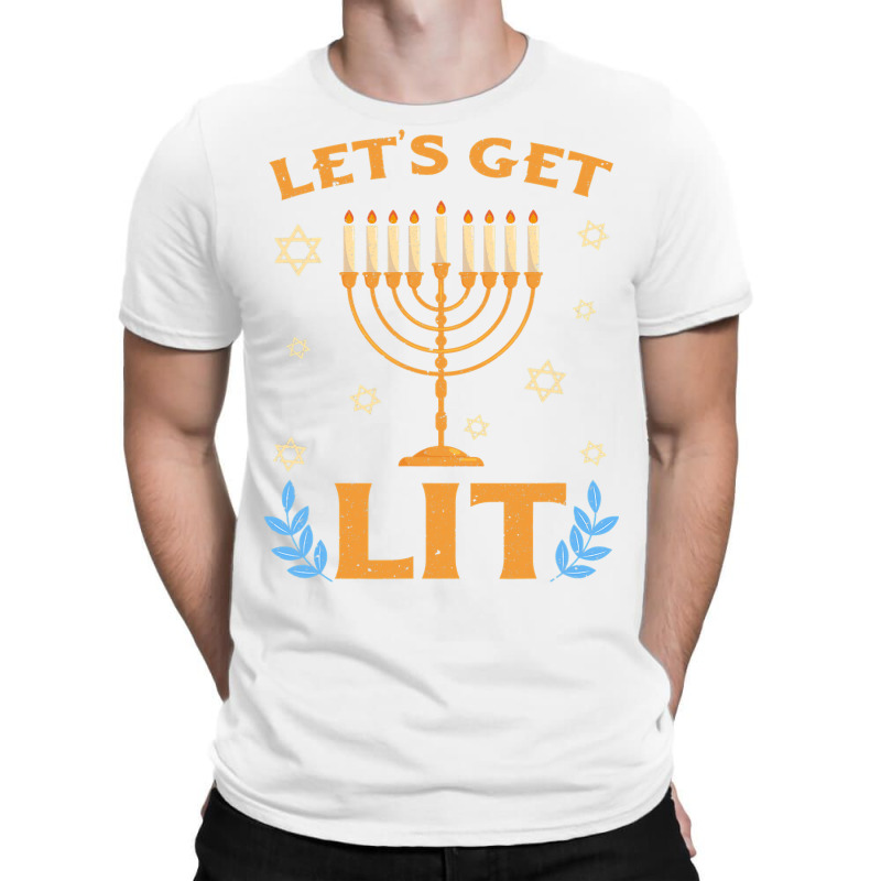 Hanukkah Lets Get Lit Menorah Funny Hebrew Jewish Holiday T-shirt | Artistshot