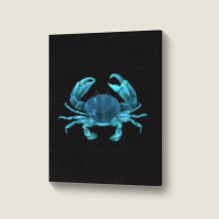 Aqua Colored Crab Portrait Canvas Print | Artistshot