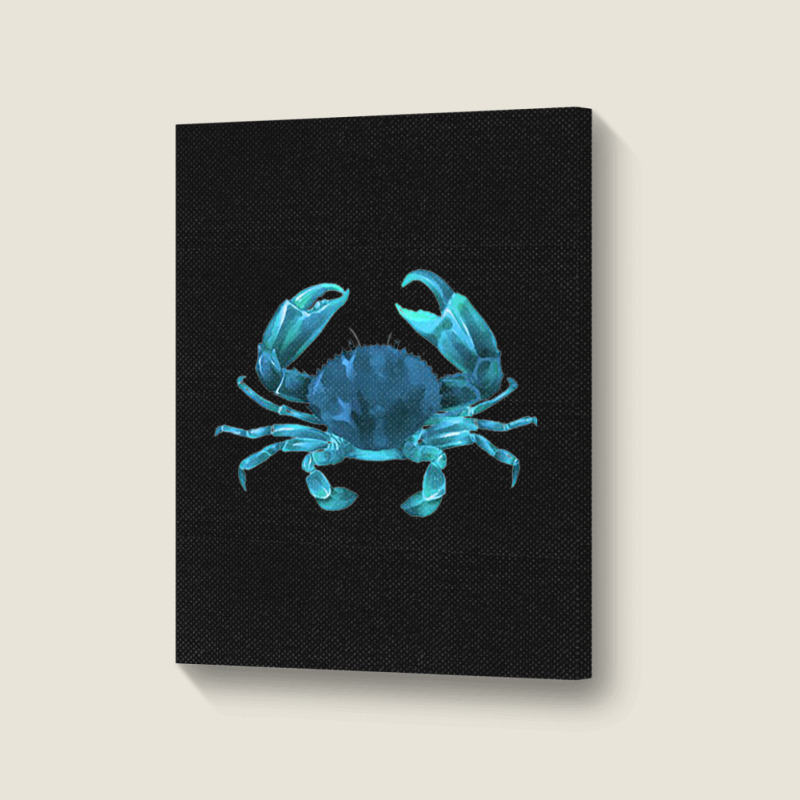 Aqua Colored Crab Portrait Canvas Print | Artistshot