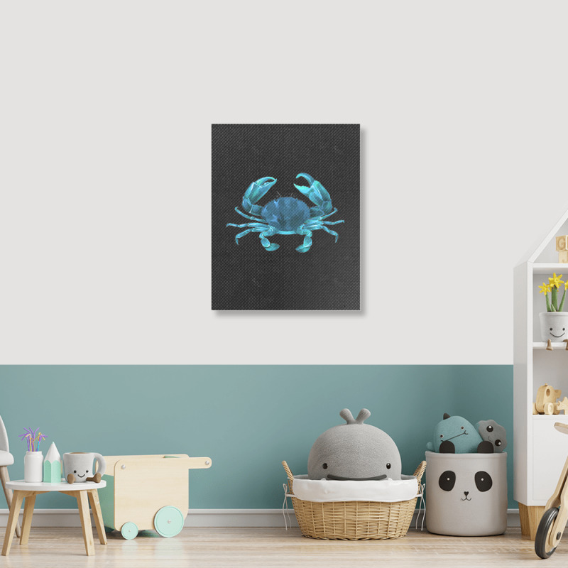 Aqua Colored Crab Portrait Canvas Print | Artistshot