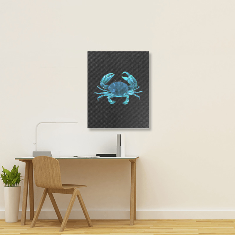 Aqua Colored Crab Portrait Canvas Print | Artistshot