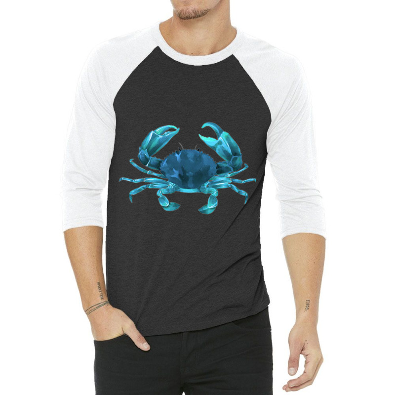 Aqua Colored Crab 3/4 Sleeve Shirt | Artistshot