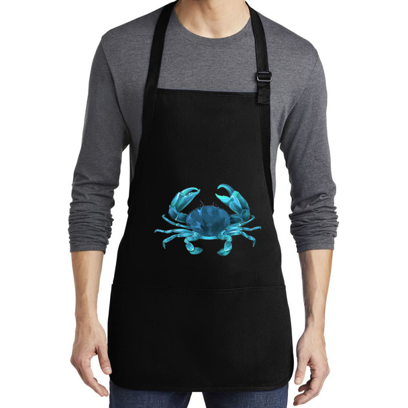 Aqua Colored Crab Medium-length Apron | Artistshot