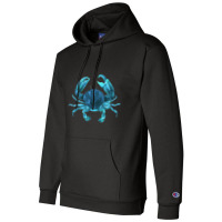 Aqua Colored Crab Champion Hoodie | Artistshot