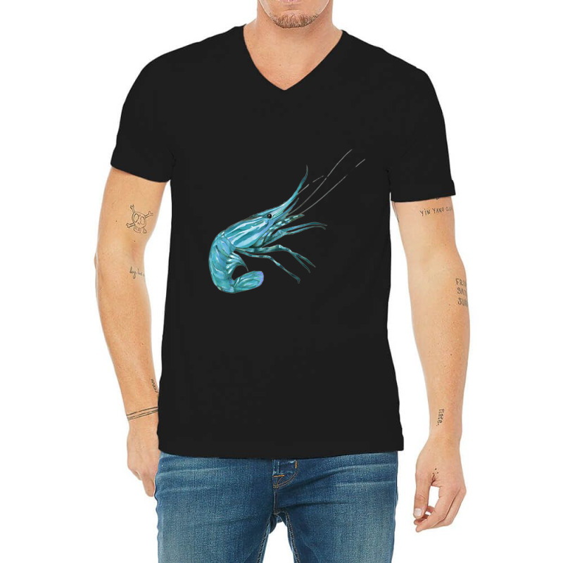 Aqua Colored Prawn V-neck Tee | Artistshot