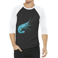 Aqua Colored Prawn 3/4 Sleeve Shirt | Artistshot