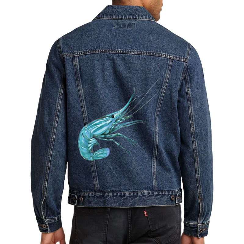 Aqua Colored Prawn Men Denim Jacket | Artistshot