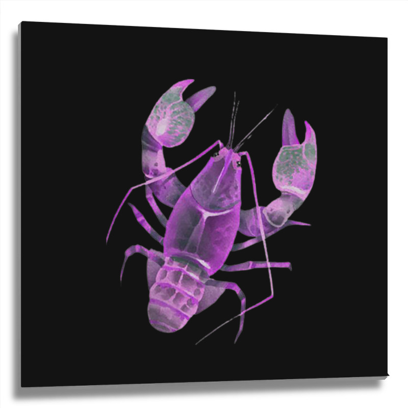 Aqua Purple Colored Lobster Metal Print Square | Artistshot