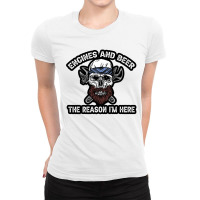 Engines And Beer The Reason I'm Here Funny Mechanic Ladies Fitted T-shirt | Artistshot