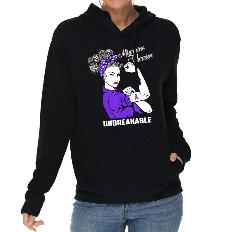 Migraine Warrior Unbreakable Awareness Lightweight Hoodie | Artistshot