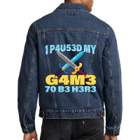 I Paused My Game To Be Here Mmo Rpg Gift Men Denim Jacket | Artistshot