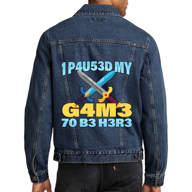 I Paused My Game To Be Here Mmo Rpg Gift Men Denim Jacket by KEITHSHAPIRO | Artistshot