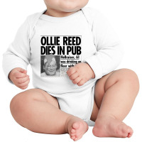 Oliver Reed Obituary Long Sleeve Baby Bodysuit | Artistshot