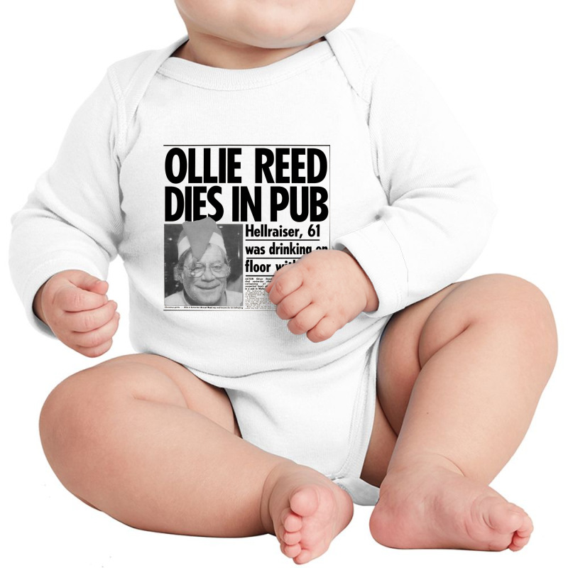 Oliver Reed Obituary Long Sleeve Baby Bodysuit | Artistshot