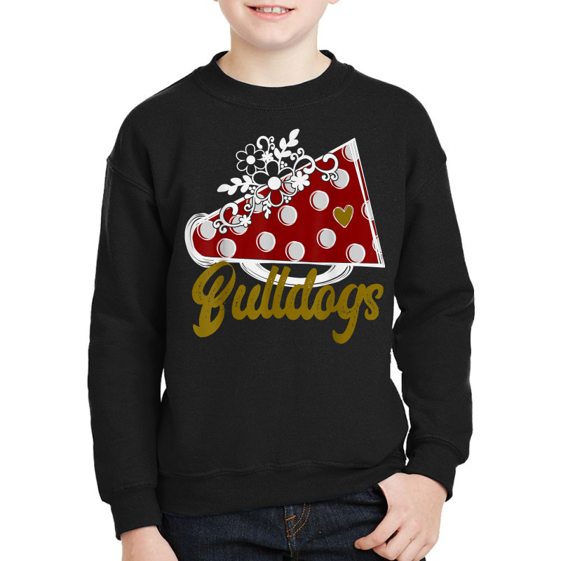 Cheer Bulldog Shirt, Maroon Megaphone Heart Flower Accent T Shirt Youth Sweatshirt by cm-arts | Artistshot