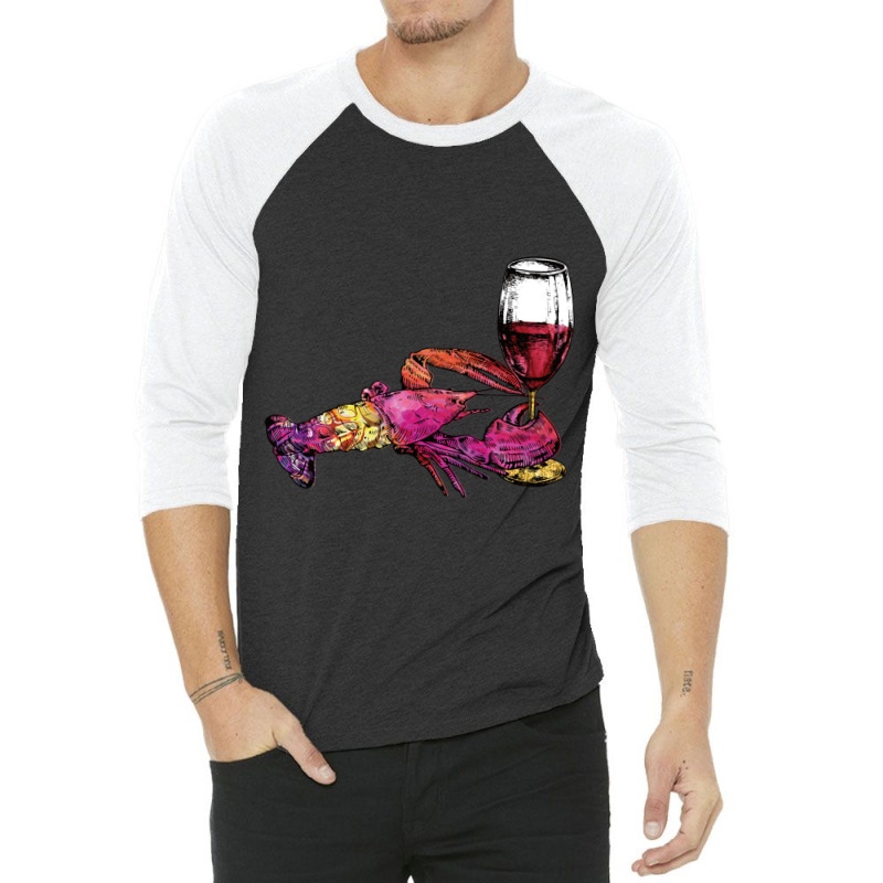 Crustaceancore Lobster With Wine Glass 3/4 Sleeve Shirt | Artistshot