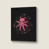 Red Octopus Vintage Portrait Canvas Print | Artistshot