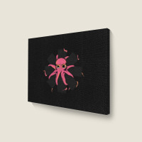 Red Octopus Vintage Landscape Canvas Print | Artistshot