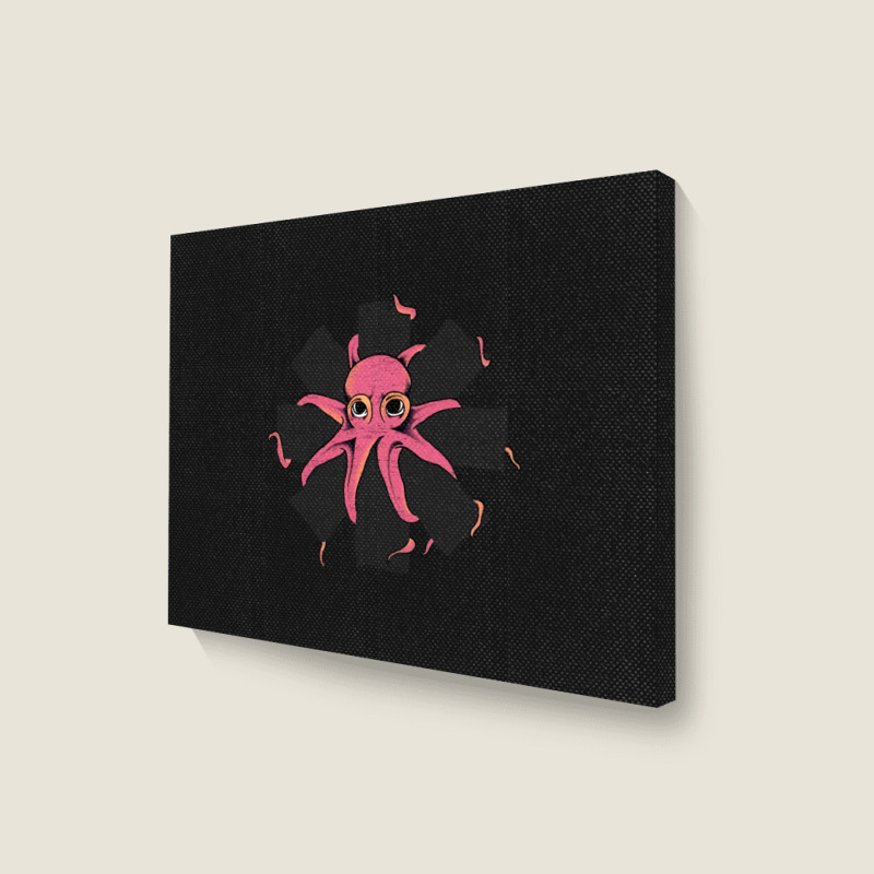 Red Octopus Vintage Landscape Canvas Print | Artistshot