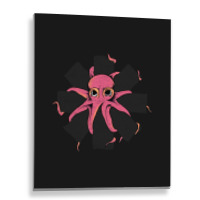 Red Octopus Vintage Metal Print Vertical | Artistshot