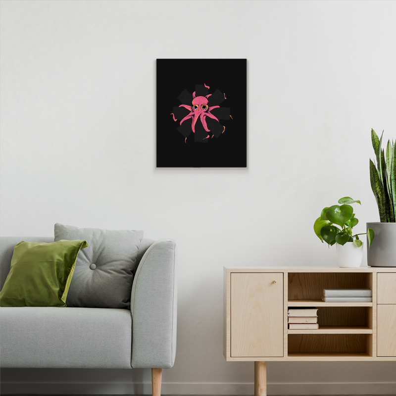 Red Octopus Vintage Metal Print Vertical | Artistshot