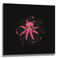 Red Octopus Vintage Metal Print Square | Artistshot