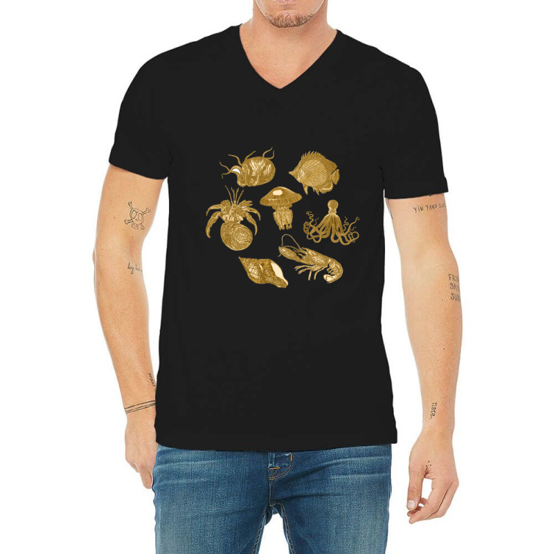 Golden Crustaceancore V-neck Tee | Artistshot