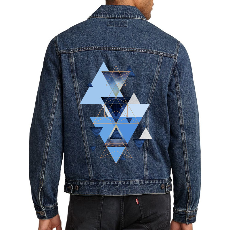 Geometric Triangle Compilation In Blue Men Denim Jacket | Artistshot