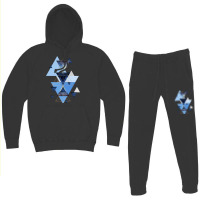 Geometric Triangle Compilation In Blue Hoodie & Jogger Set | Artistshot