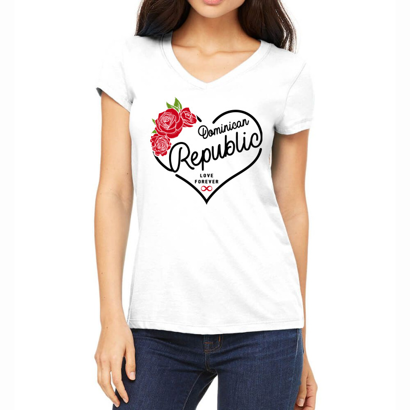 Dominican Republic Love Forever Women's V-Neck T-Shirt by honeysuckle | Artistshot