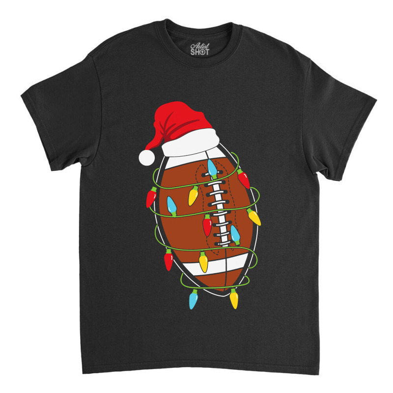 Football Christmas American Football With Hat Funny Xmas 135 Classic T-shirt by coolquirrell | Artistshot